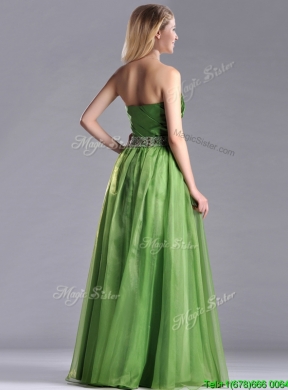 Exclusive Strapless Beaded Decorated Waist Prom Dress with Side Zipper