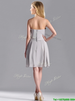 Lovely Empire Strapless Chiffon Grey Dama Dress with Hand Made Flower