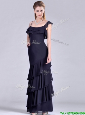 Best Selling Asymmetrical Ankle Length Vintage Mother Dress with Ruffled Layers