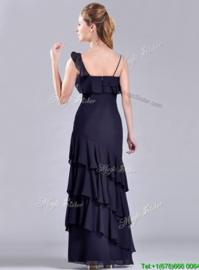 Best Selling Asymmetrical Ankle Length Vintage Mother Dress with Ruffled Layers