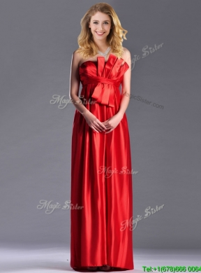 Gorgeous Empire Red Long Vintage Mother Dress in Elastic Woven Satin