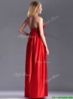 Gorgeous Empire Red Long Vintage Mother Dress in Elastic Woven Satin