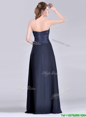 Exquisite Empire Satin Beaded Long Vintage Mother  Dress in Navy Blue
