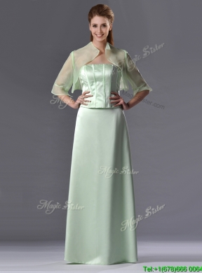 Latest Column Strapless Ruching Mother Dress with Jacket