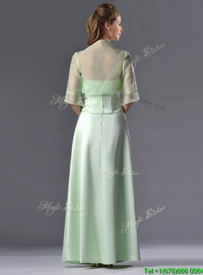 Latest Column Strapless Ruching Mother Dress with Jacket