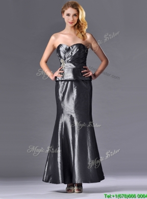 Latest Mermaid Sweetheart Ankle-length Silver Mother Dress with Beading