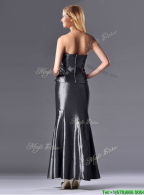 Latest Mermaid Sweetheart Ankle-length Silver Mother Dress with Beading