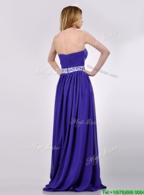 Empire Strapless Beaded Purple Long Prom Dress for Evening