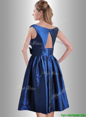 Exquisite Open Back Hand Crafted Flower Prom Dress in Royal Blue