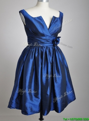 Exquisite Open Back Hand Crafted Flower Prom Dress in Royal Blue