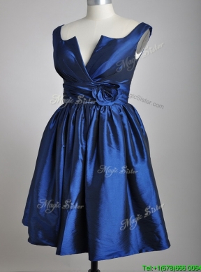 Exquisite Open Back Hand Crafted Flower Prom Dress in Royal Blue