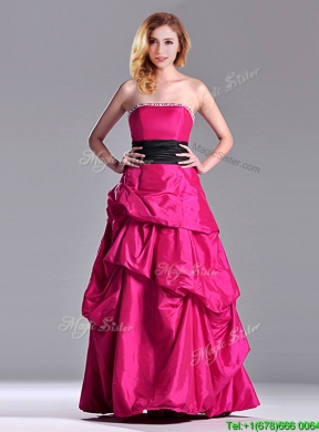 Hot Sale A Line Black Belt Prom Dress with Beaded Top and Bubbles