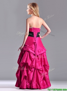 Hot Sale A Line Black Belt Prom Dress with Beaded Top and Bubbles