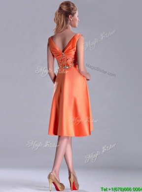 New Arrivals V Neck Beaded Short Prom Dress in Orange Red