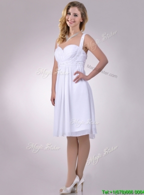 New Applique Decorated Straps and Waist White Bridesmaid Dress in Chiffon