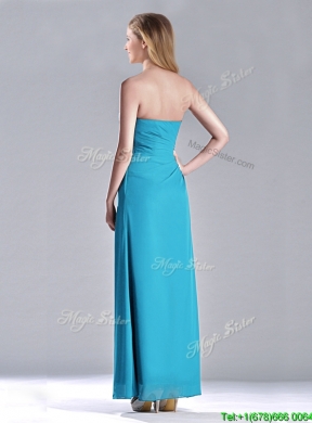 New Hot Sale Ankle Length Hand Crafted Flower Bridesmaid Dress in Teal