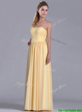 New Style Yellow Empire Long New Style Yellow Empire Long Bridesmaid Dress with Beaded BodiceDress with Beaded Bodice