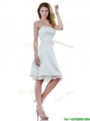 New Discount Taffeta Apple Green Bridesmaid Dress with Bowknot and Lace