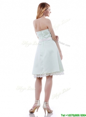 New Discount Taffeta Apple Green Bridesmaid Dress with Bowknot and Lace