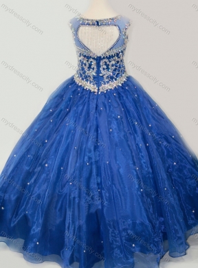 2016 Beautiful Beaded Bodice Open Back Little Girl Pageant Dress in Royal Blue