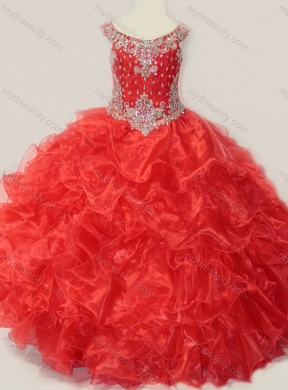 Beautiful Beaded and Ruffled Organza Mini Quinceanera Dress in Red