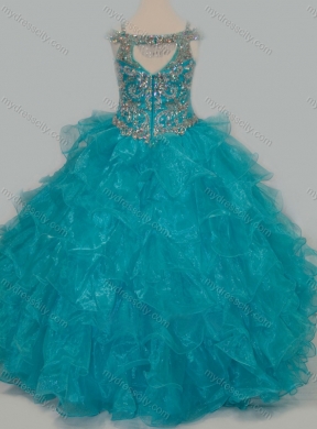 Cheap Really Puffy V-neck Teal  Mini Quinceanera Dress with Rhinestones and Straps