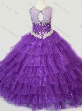 Classical Beaded and Ruffled Layers Mini Quinceanera Dress in Purple