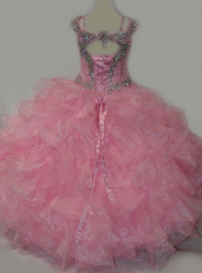 Popular V-neck Ruffled Mini Quinceanera Dress with Spaghetti Straps and Sequins