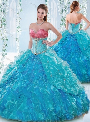 Elegant Beaded Bodice and Ruffled Sweetheart Detachable Quinceanera Dress