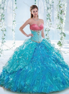 Elegant Beaded Bodice and Ruffled Sweetheart Detachable Quinceanera Dress