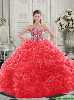 Elegant Visible Boning Organza Apple Green Quinceanera Dress with Chapel Train