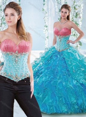 Exclusive Beaded Bodice and Ruffled Detachable Sweet 16 Dress in Organza