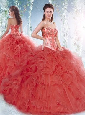 Pretty Brush Train  Detachable Quinceanera Skirts with Beading and Ruffles