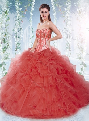 Pretty Brush Train  Detachable Quinceanera Skirts with Beading and Ruffles