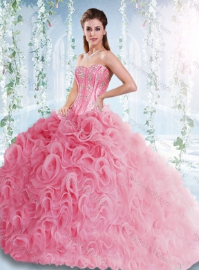 Visible Boning Beaded Bodice Detachable Quinceanera Dresses in Rolling Flowers