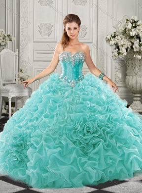 Classical Big Puffy Beaded and Ruffled Sweet 16 Quinceanera Dresses in Organza