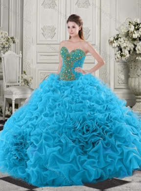 Exclusive Beaded Bodice and Ruffled Sweetheart Quinceanera Dress in Baby Blue