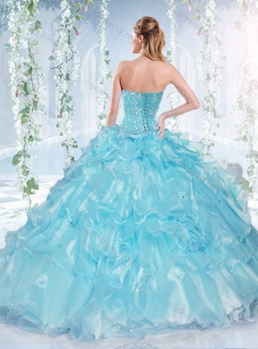 Latest Visible Boning Beaded Bodice Detachable Quinceanera Dresses in Organza