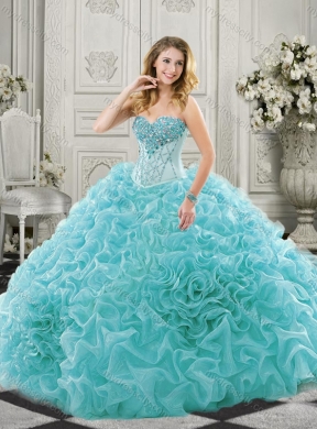 New Arrivals Organza Ruffled Champagne Sweet 16 Quinceanera Dress with Colorful Beading