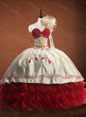 New Arrivals Ruffled Layers and Patterned Red Quinceanera Dress in Organza and Taffeta