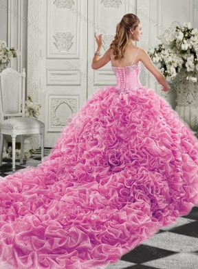 Simple Beaded and Ruffled Lace Up Sweetheart Quinceanera  Dress in Organza