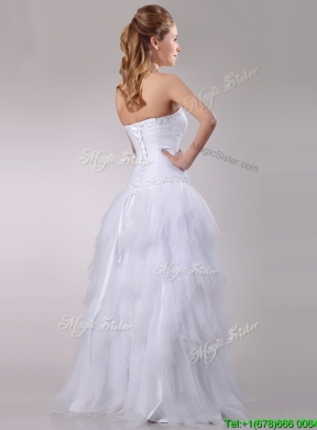 2016 Popular A Line Sweetheart Tulle Bridal Dress with Beading