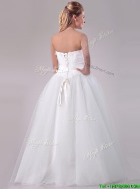 Brand New Really Puffy Sweetheart Beaded Long Wedding Gown in Tulle