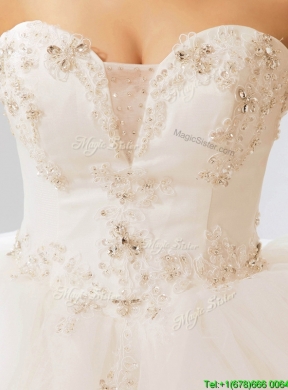 Fashionable Deep V Neckline Wedding Dresses with Beading and Ruffles