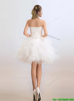 Lovely Ball Gown Short Wedding Dresses with Feather and Beading