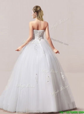 Luxurious Ball Gown Beaded and Applique Wedding Dresses with Strapless