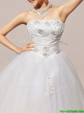 Luxurious Ball Gown Beaded and Applique Wedding Dresses with Strapless