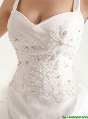 Popular Spaghetti Straps Court Train Wedding Dresses with Beading and Appliques