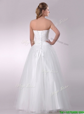 Sophisticated A Line Strapless Beaded Bridal Dress in Tulle for 2016