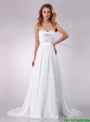 The Brand New Sweetheart Brush Train Beaded Wedding Dress in Chiffon